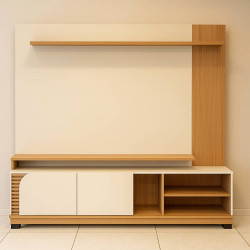 Estante Home Jurerê 1.8 para TVs de até 75" - OFF WHITE MATTE / FREIJO
