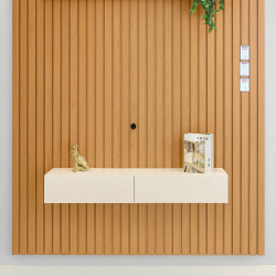 Conjunto Painel Ripado 1956 e Nicho Niágara 1361 - Freijó / Off White Matte Conjunto Painel Ripado 1956 e Nicho Niágara 1361 - Freijó / Off White Matte