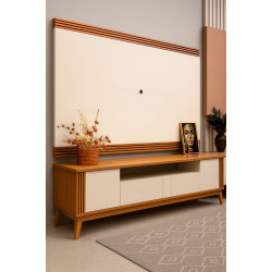 Rack Morgan com Painel Garden para TVs até 75″ - Edn Móveis - Cedro / Off White Rack Morgan com Painel Garden para TVs até 75″ - Edn Móveis - Cedro / Off White