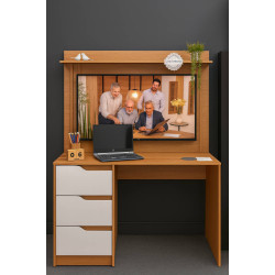 Escrivaninha Com Painel Doble para Tv até 42" - Cinamomo / Off White Escrivaninha Com Painel Doble para Tv até 42" - Cinamomo / Off White