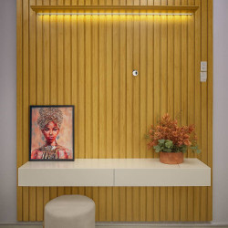 Painel Home Nobre  Ripado 184 cm c/ Led para Tv 65 " - Naturale/Off White Painel Home Nobre  Ripado 184 cm c/ Led para Tv 65 " - Naturale/Off White