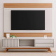 Rack Veneza com Painel Nilo para TVs até 75″ - Off White Matte/Freijó Rack Veneza com Painel Nilo para TVs até 75″ - Off White Matte/Freijó