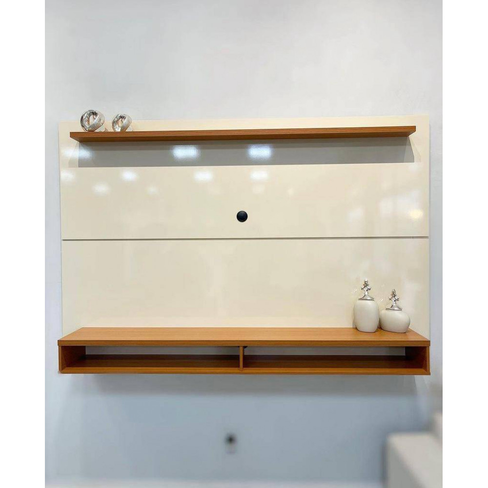 Painel Max para TV até 60 Edn Móveis – Off White / Cedro