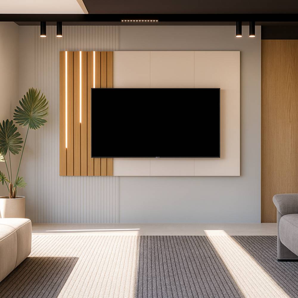 Painel Boto 1.8 para Tvs até 70 ″ c/ Led - Off White/Nature