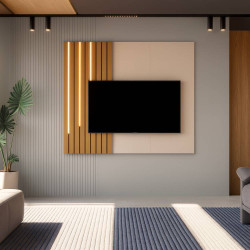 Painel Boto 1.4 para Tvs até 58 ″ c/ Led - Off White/Nature Painel Boto 1.4 para Tvs até 58 ″ c/ Led - Off White/Nature