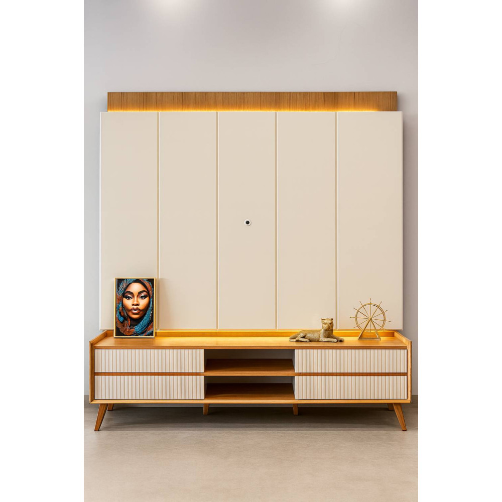 Conjunto Painel Magnífico 220 + Rack Magnífico 212 - Naturale/Off White