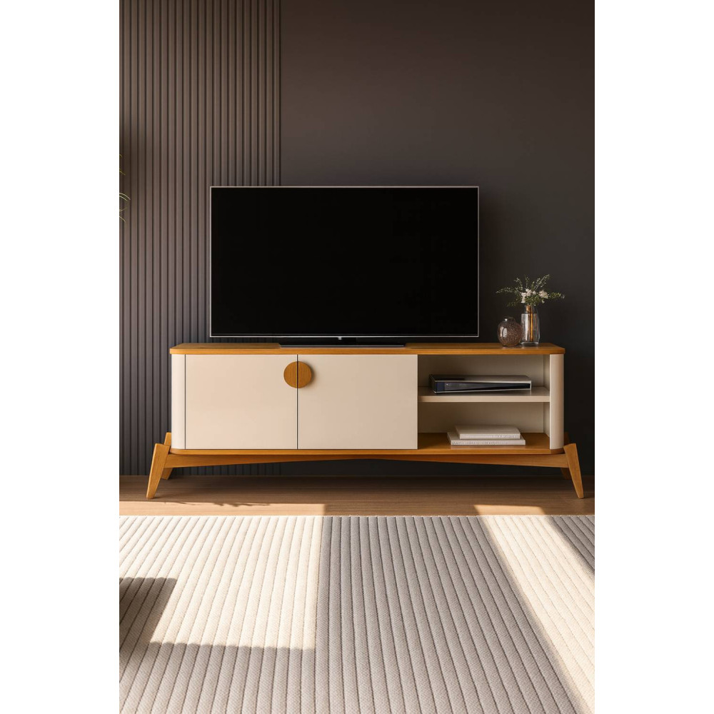 Rack Bancada Buriti 1.4 para Tvs até 55" - Off White/Nature