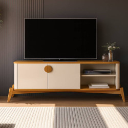 Rack Bancada Buriti 1.4 para Tvs até 55" - Off White/Nature