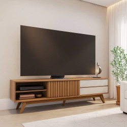 Rack Bancada Veneza para Tvs até 75" - Freijó/off White Matte 
