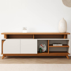 Rack Bancada Jurere 1.8 para Tvs até 75" - Freijó/off White Matte Rack Bancada Jurere 1.8 para Tvs até 75" - Freijó/off White Matte