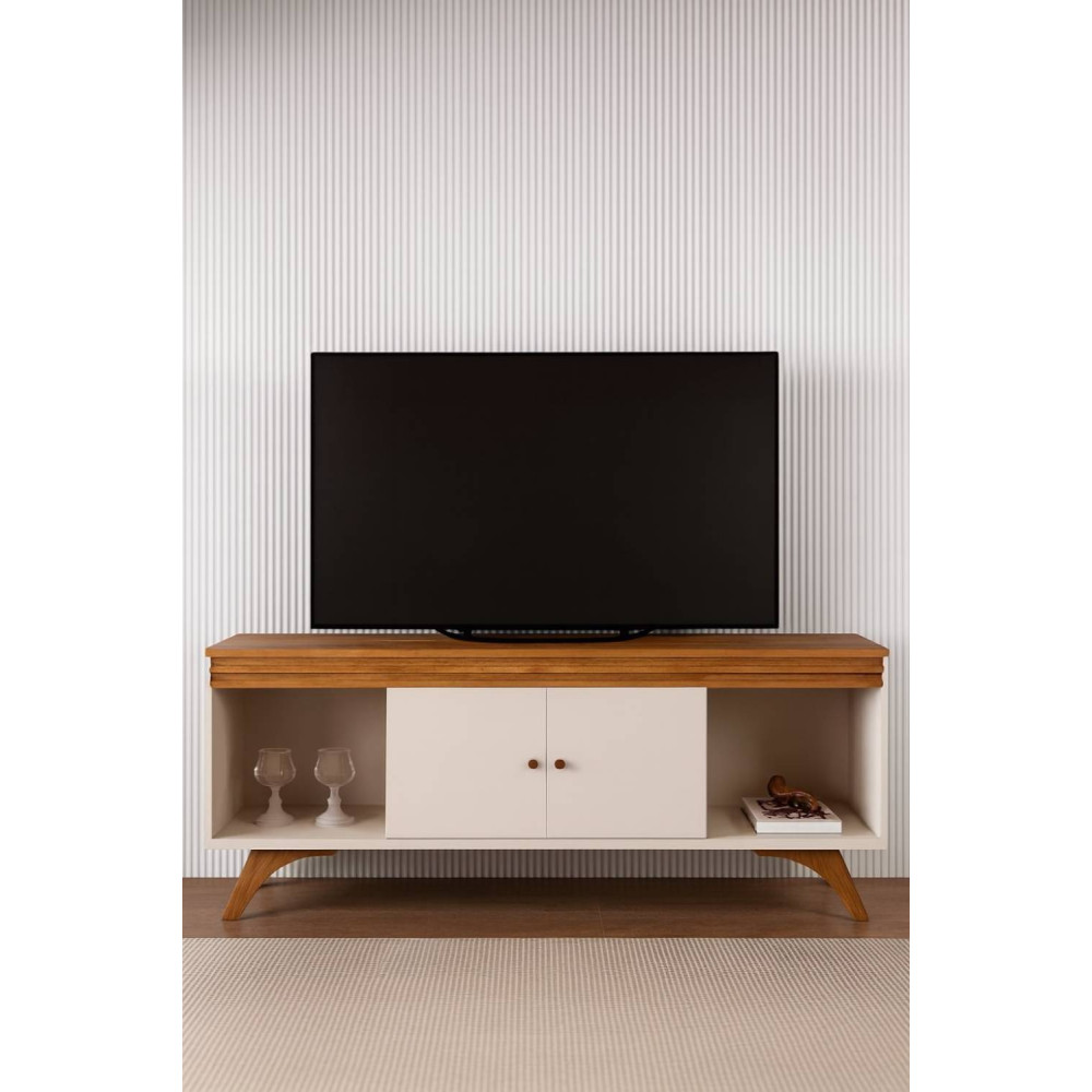Rack Sevilha Para Tvs Até 65 " c/ 2 Portas - Off White/Naturalle