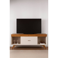 Rack Sevilha Para Tvs Até 65 " c/ 2 Portas - Off White/Naturalle