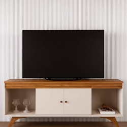 Rack Sevilha Para Tvs Até 65 " c/ 2 Portas - Off White/Naturalle