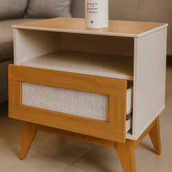 Mesa de Cabeceira City c/ 1 Gaveta - Off White/Cedro Mesa de Cabeceira City c/ 1 Gaveta - Off White/Cedro