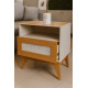 Mesa de Cabeceira City c/ 1 Gaveta - Off White/Cedro
