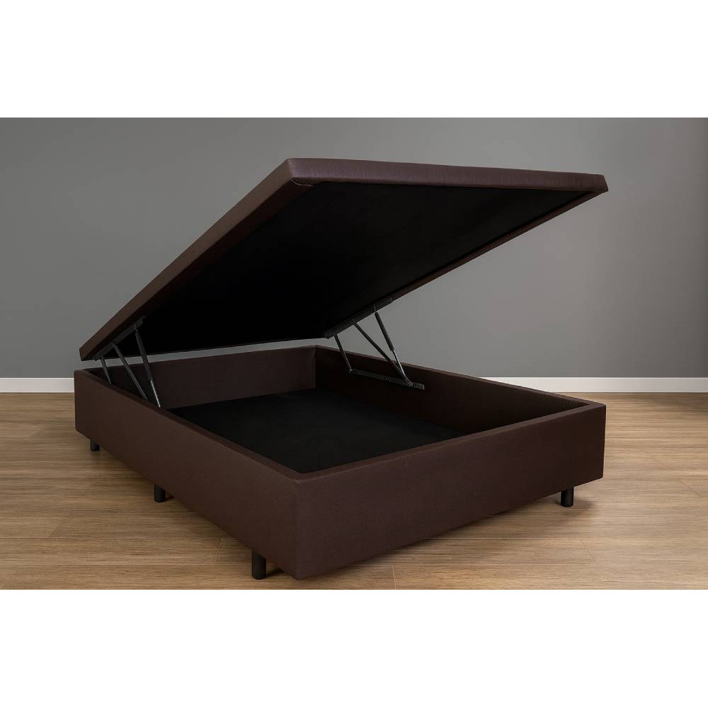 Base Box Baú Viúva 128x188 Courino - Marrom