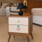 Mesa de Cabeceira Thor com 2 Gavetas - Mel / Off White