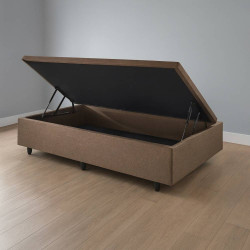 Base Baú Carioca Solteiro Linho - Marrom