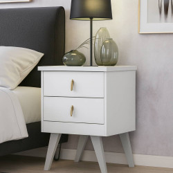 Mesa de Cabeceira Thor com 2 Gavetas - Branco Mesa de Cabeceira Thor com 2 Gavetas - Branco