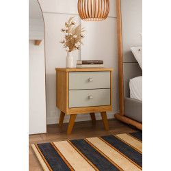 Mesa de Cabeceira Thor com 2 Gavetas - Cedro/ Off White