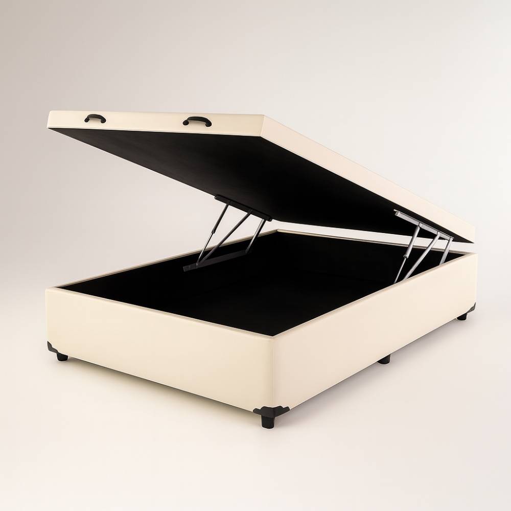Base Box Baú Viúva 128x188 Courino - Branco