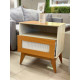 Mesa de Cabeceira City c/ 1 Gaveta - Off White/Cedro