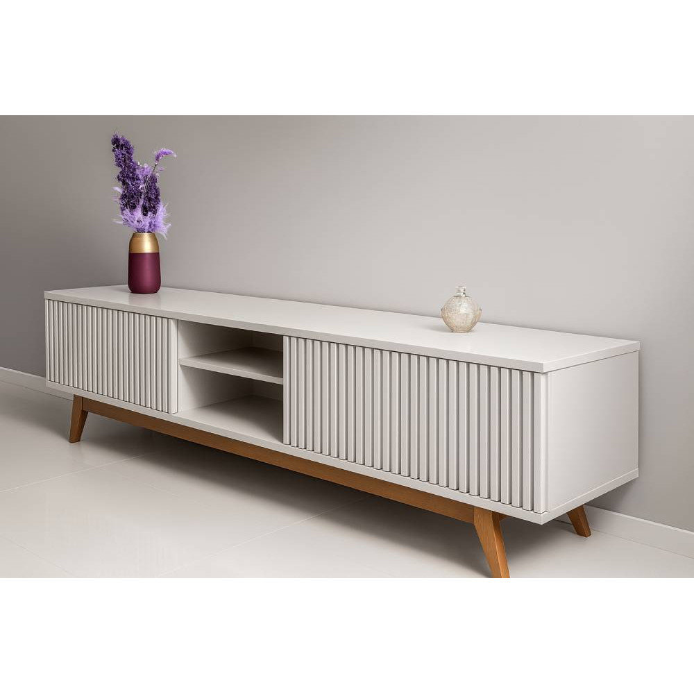 Rack Bancada Fortaleza para Tvs até 75" - Off White Matte