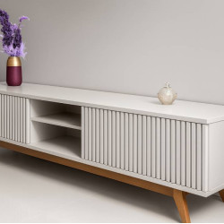 Rack Bancada Fortaleza para Tvs até 75" - Off White Matte