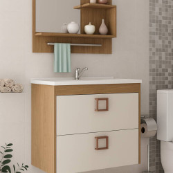 Armário de Banheiro Lirio c/ Espelheira - Amendoa/ Off White 59cm