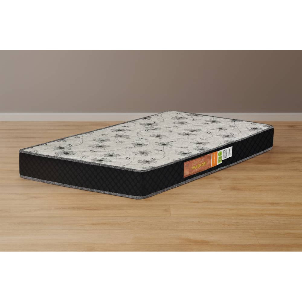 Colchão Solteiro Pérola Espuma D20 88X188X12 – Colchões Polar -Preto/Branco