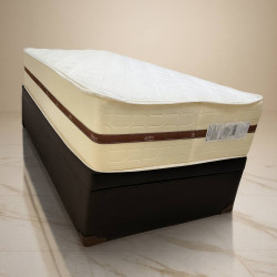 Colchão Royal Solteiro c/ Molas Ensacadas 32X188X88 Bege + Base Baú Courino Solteiro - Preto