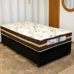 Colchão De Molas Ensacadas Solteiro Livina 30x188x88 c/ Base Baú Courino Solteiro - Preto Colchão De Molas Ensacadas Solteiro Livina 30x188x88 c/ Base Baú Courino Solteiro - Preto