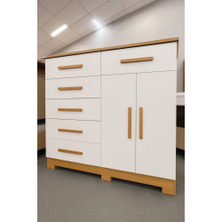 Cômoda Xangai 2 Portas 6 Gavetas - Cinamomo/Off White