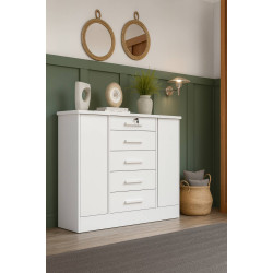 Cômoda Fortuna 2 Portas 5 Gavetas Tcil Móveis - Neve