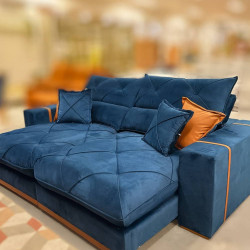 Sofá Gran Bello Retrátil Reclinável 2,50 m - Veludo Azul