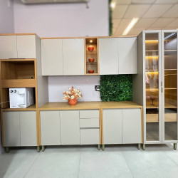 Cozinha Allure c/ 6 Peças c/ Cristaleira - Jequitiba/Gris Fosco 