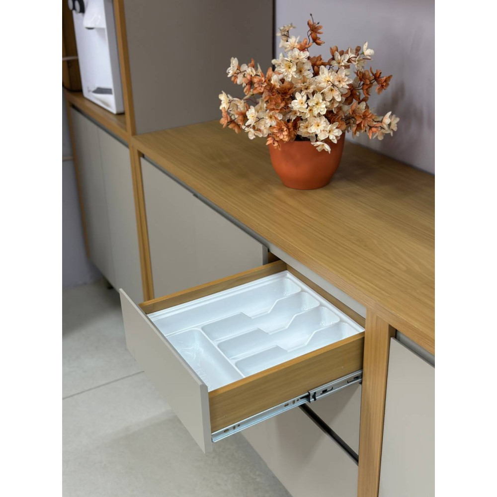 Cozinha Allure c/ 6 Peças c/ Cristaleira - Jequitiba/Gris Fosco 