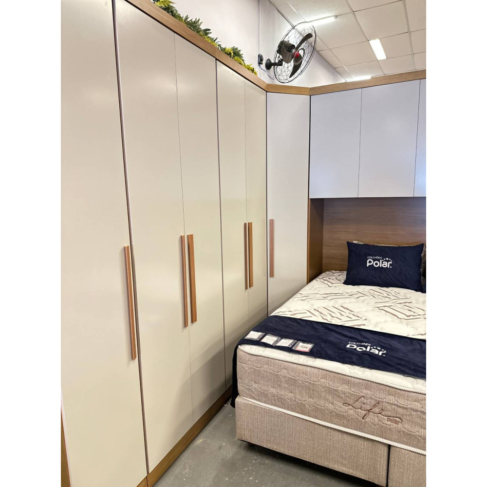 Guarda Roupa Modulado Rizon 005 Casal 6 Peças Novo Horizonte - Cinamomo/Off White
