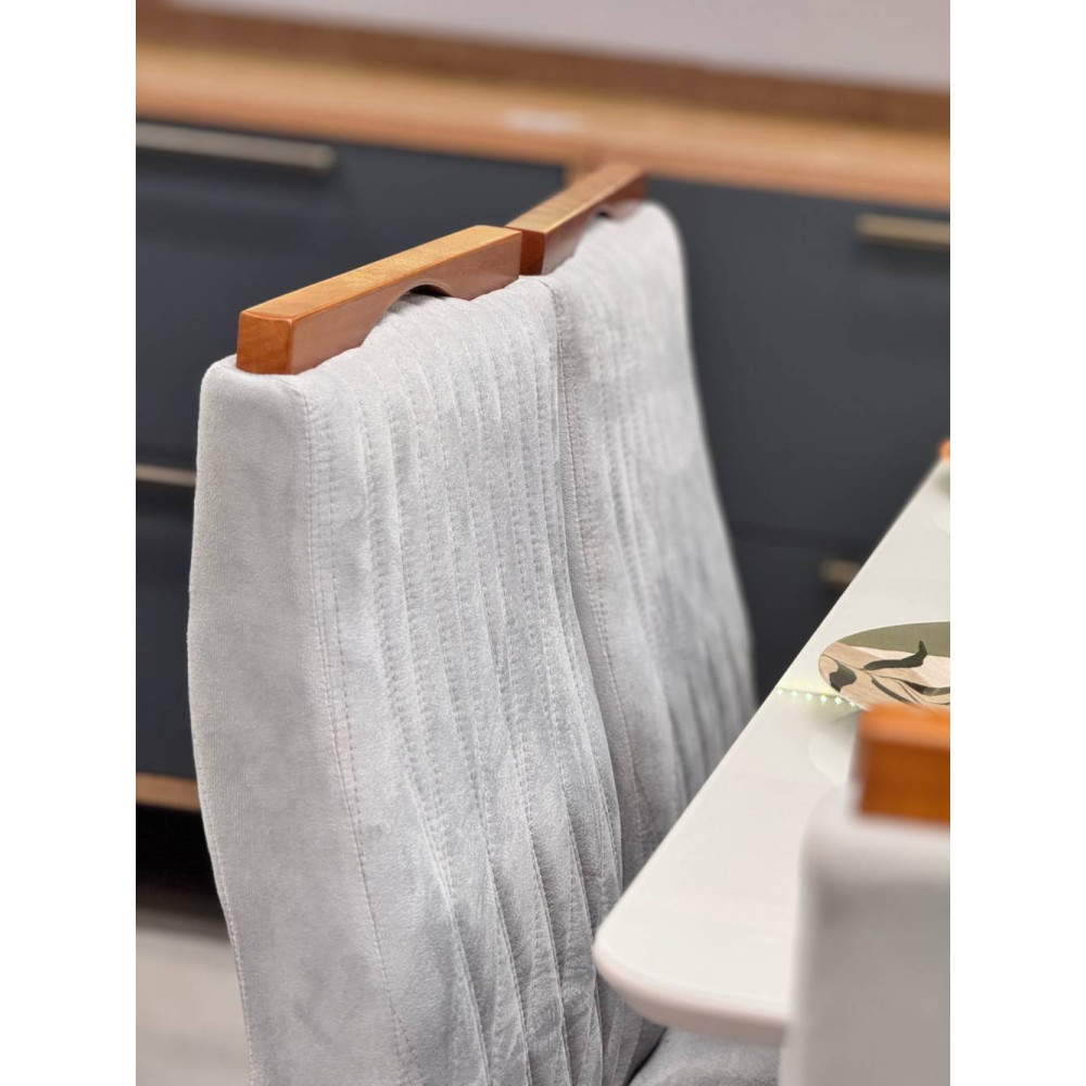 Mesa de Jantar Pedro 160x80 c/ 6 Cadeiras Genova Prata - Mel / Off White