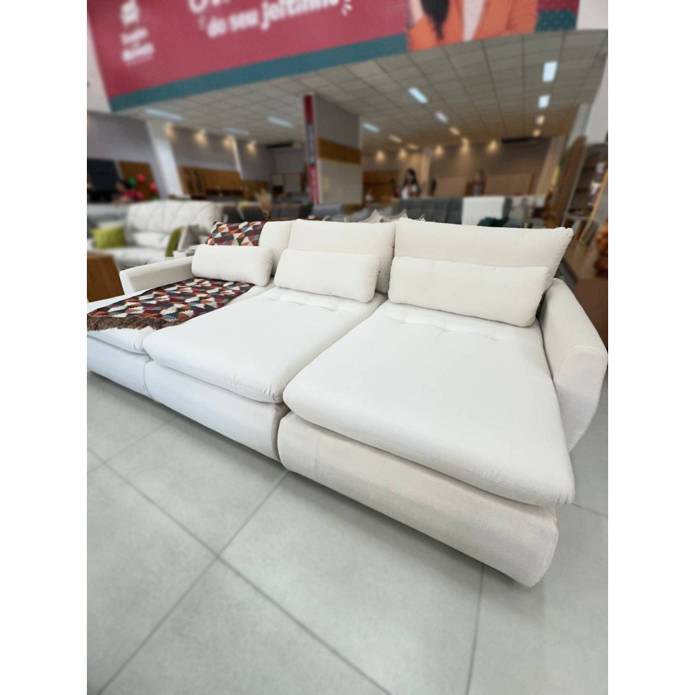 Sofá Cama Retrátil Amaranto 3m- Linho Bege