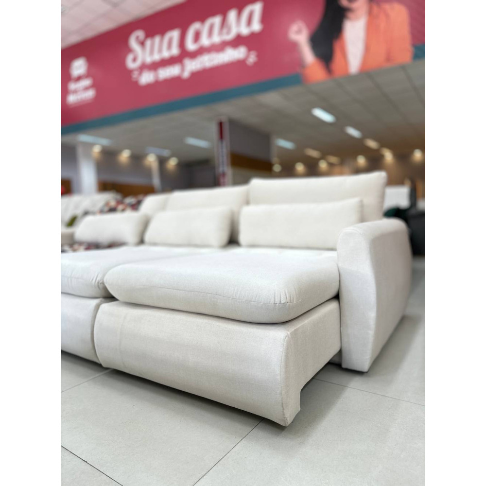 Sofá Cama Retrátil Amaranto 3m- Linho Bege