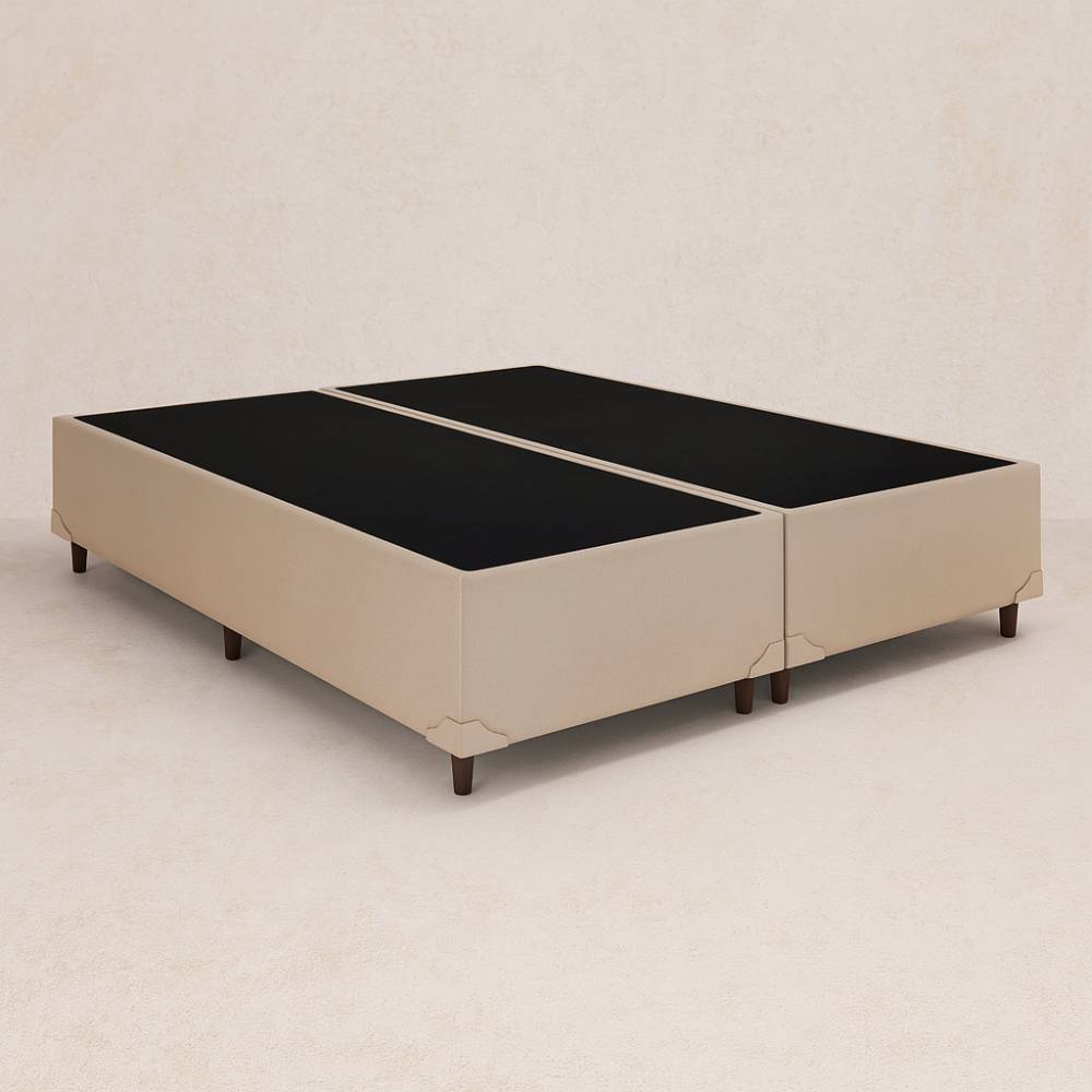 Base Box Queen Bipartido 158×198 Courino - Bege
