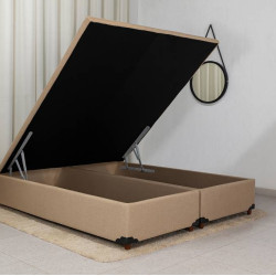 Base Baú Carioca King Size Linho - Bege