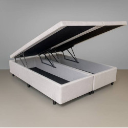 Base Box Baú King Size Bipartido 193x203 Courino - Branco Base Box Baú King Size Bipartido 193x203 Courino - Branco