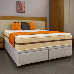 Colchão Royal Queen c/ Molas Ensacadas 32X198X158 - Bege + Base Box QUEEN Bau Bipartido - 158 - Branca Colchão Royal Queen c/ Molas Ensacadas 32X198X158 - Bege + Base Box QUEEN Bau Bipartido - 158 - Branca