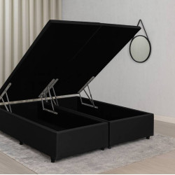 Base Box Baú King Size Bipartido 193x203 Courino - Preto Base Box Baú King Size Bipartido 193x203 Courino - Preto