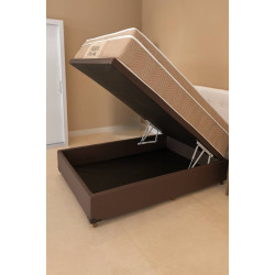 Base Baú Casal Courino - Marrom + Colchão Ortobom Airtech Spring Pocket Casal 30x188x138