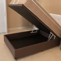Base Baú Casal Courino - Marrom + Colchão Ortobom Airtech Spring Pocket Casal 30x188x138