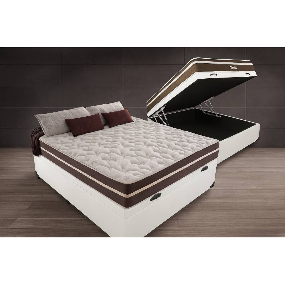 Cama Box Baú + Colchão Anjos Classic Superlastic Casal 138- Branca