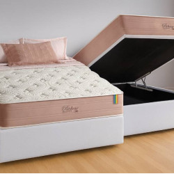 Base Baú Casal Courino - Branca + Colchão Casal Patroa dos Móveis 138×188x33 Molas Ensacadas Visco Gel – Anjos